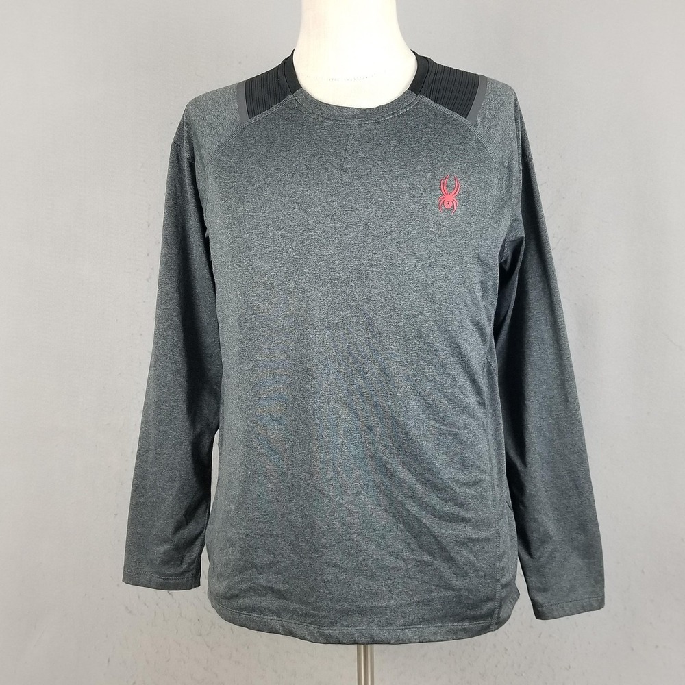 Spyder Shirt Mens Medium Gray Long Sleeve Performance Active ProW-B SPM100U